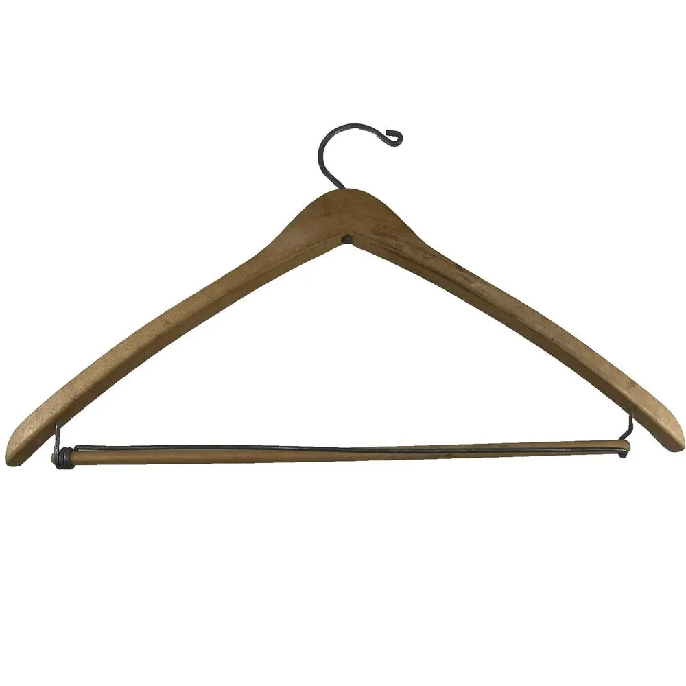 3 Ct VTG WISHBONE Wishbone-Shaped Wood Coat Suit Hangers Locking Pants Bar